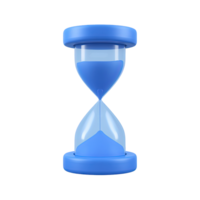 Blue sand hourglass a 3D rendered icon representing time management deadlines countdowns patience or the passage of time in a visual timer png