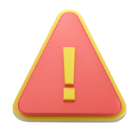 Red triangular 3D warning sign with a yellow exclamation mark. Represents critical alerts, danger warnings, safety notices, or urgent attention needed. png