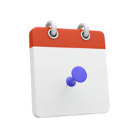 Calendar with pushpin marking a specific date a 3D rendered icon for event scheduling important reminders or task deadlines on a planner png