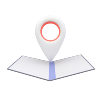 Location pin on folded map segment a 3D rendered icon for travel navigation planning routes finding destinations or geographic location services png