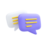 Two speech bubbles for chat conversation 3D rendered icon representing messaging dialogue online communication or text based interaction forum png
