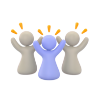 Three figures brainstorming with idea lightbulbs a 3D rendered icon for collaborative innovation team creativity shared insights or group problem solving png