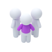 Figure leading two others 3D rendered icon for presentation team leader speaker instructor or small group guidance and management concept png