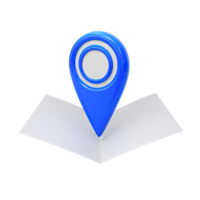 Blue location pin on map a 3D rendered icon indicating precise destination GPS navigation route finding or a specific point of interest on a map png