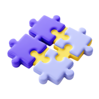 Interconnected puzzle pieces a 3D rendered icon representing teamwork collaboration problem solving strategy integration or finding a complete solution png