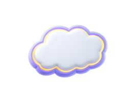 A 3D rendered cloud icon white with a soft purple outline perfect for user interfaces weather apps or branding materials needing a gentle and modern cloud symbol for various projects png