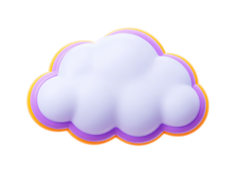 A soft 3D rendered cloud icon in white and light purple hues representing cloud computing storage weather forecast or a dreamy abstract concept for modern digital interface designs clearly png