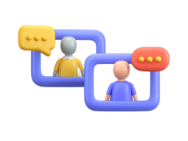 3D two people in chat bubbles for online conversation remote work virtual meetings digital connection Clean graphic for technology social networking themes png