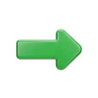 3D rendered icon of a green right arrow symbolizing next step proceed continue or forward movement in navigation or process flow direction png