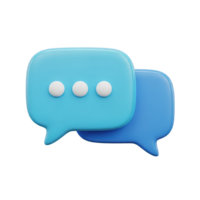 3D rendered icon of two overlapping blue speech bubbles one with an ellipsis indicating an ongoing chat conversation or team discussion online png