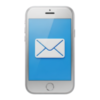 3D rendered icon of a smartphone displaying an envelope symbol representing mobile email messaging communication or digital correspondence apps png