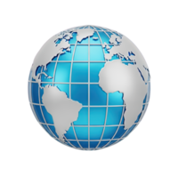 3D rendered icon of a stylized globe with grid lines symbolizing global network international business or worldwide connectivity and global travel png