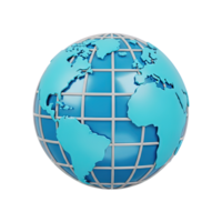 3D rendered icon of a gridded globe representing global networks international connections or worldwide communication systems and geography data png