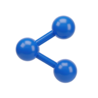 Blue share 3D icon for connection, networking, and social media sharing. Isolated render for app UIs, website buttons, content distribution. Universal graphic for digital communication. png