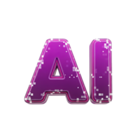 AI text 3D icon with circuit texture for artificial intelligence and machine learning. Isolated render for tech articles, futuristic concepts, data science. Modern computing visual. png
