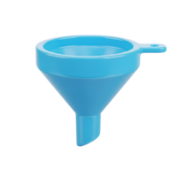 Blue funnel 3D icon for filtering, conversion, and data processing. Isolated render for sales funnels, analytics dashboards, process visualization. Clean graphic for web marketing. png