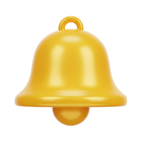 Yellow bell 3D icon for notifications, alerts, and reminders. Isolated render for app UIs, messaging systems, alarm features. Classic graphic for web and mobile app interfaces. png