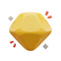 Yellow gem 3D icon representing value, wealth, and luxury. Isolated render for game assets, premium features, or financial app visuals. Brilliant graphic for digital design. png