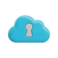 Light blue cloud icon with a keyhole representing cloud security data protection private cloud storage secure online access or confidential information safeguarding in digital environments now png