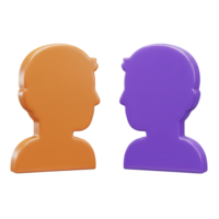 Two profile silhouettes an orange and a purple one facing each other symbolizing communication dialogue interaction connection partnership or interpersonal relationships in various concepts png