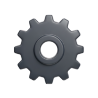 Dark gray single gear or cogwheel icon representing settings options configuration mechanical processes or industrial engineering concepts perfect for technical interfaces and system designs now png