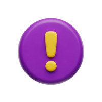 Purple circular icon with a yellow exclamation mark signifying a notification an important alert a reminder or a point of interest requiring user attention in apps or interfaces now png
