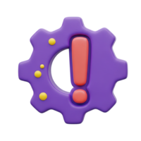 Purple gear or cogwheel with a red exclamation mark inside symbolizing a system error a settings warning a mechanical fault or a critical process alert requiring immediate checkups png