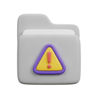Gray file folder with a yellow and purple triangular warning symbol indicating a data issue a file alert a problem with documents or a critical system notification for users to see png