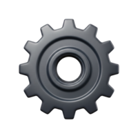 Detailed dark gray metallic gear symbol for illustrating mechanical functions engineering principles system settings or industrial operations suitable for technical diagrams and application UIs png