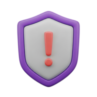 Purple and gray shield with a red exclamation mark symbolizing a security alert protection warning or a critical safety notice ideal for cybersecurity antivirus or system status indicators now png