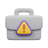 Gray briefcase icon with a yellow warning triangle symbolizing a business risk a work related alert a project problem or a critical financial caution for professionals and organizations now png