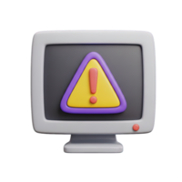 Desktop computer screen showing a yellow and purple warning triangle icon representing a system alert a software issue a virus detection or a critical notification for the current user png
