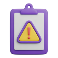 Purple clipboard with a yellow warning triangle indicating a report error a document issue a task alert or a compliance warning for administrative or project management tasks right now png