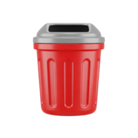 Trash can delete 3D icon Red cylindrical trash can or bin symbolizing delete remove discard recycle or data disposal in user interfaces and applications png