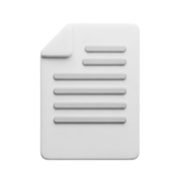 Blank document paper 3D icon Simple white paper document symbol representing file information report content or a blank page for text or data entry png