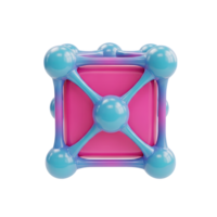 Molecule structure science 3D icon Abstract atomic or molecular structure in blue and pink representing science chemistry research biotechnology or network png