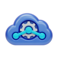 Settings gear 3D icon Blue mechanical gear symbol representing configuration options system preferences maintenance or setup functionalities for apps and web png