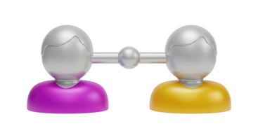 3D rendered icon of two figures connected by a dumbbell symbolizing partnership teamwork fitness collaboration or shared workout goals for health png