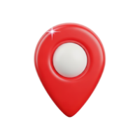 3D rendered icon of a red map location pin marker symbolizing gps navigation destination point of interest or address finding on a digital map png