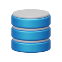 Database server stack 3D icon Blue and grey stacked cylindrical server disks representing data storage database management or network hosting information system technology png