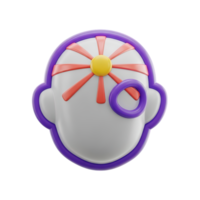 Mind gear target head 3D icon Stylized human head with internal gears a target symbol and a monocle representing strategic thinking focus or intellectual precision png