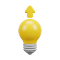 Idea growth upward arrow 3D icon Yellow lightbulb with a green upward arrow above it symbolizing idea development growth of innovation or progress in creative thinking png