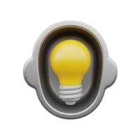 Focused idea spotlight 3D icon Yellow lightbulb inside a grey spotlight casing symbolizing highlighting a key idea focusing on innovation or illuminating a concept png