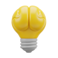 Brainstorming idea lightbulb 3D icon Yellow lightbulb with a visible pink brain inside symbolizing creative thinking innovation intellectual concepts or smart solutions generation png