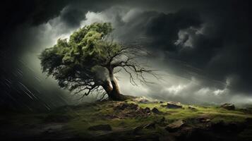 clouds tree blowing photo