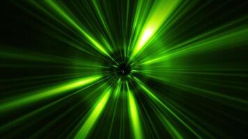 Dynamic futuristic sci-fi background with green neon energy light beams zoom effect. Flying at warp speed through a space energy portal or wormhole. Full HD and looping motion background animation. video