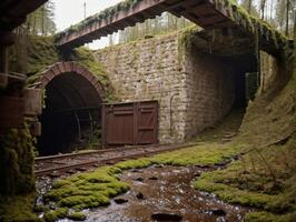Overgrown Train Track Through Lush Forest, photo