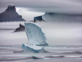 Majestic Frozen Landscape with Icebergs and Mountains photo