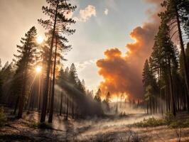 Burning Trees and Smoke Clouds photo