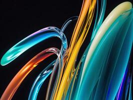 3D glossy abstract shapes with neon lighting photo